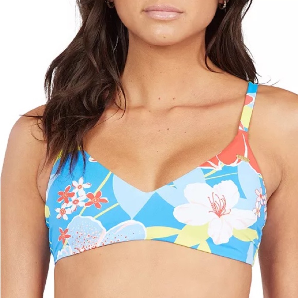 Roxy Printed She Just Shines Triangle Bikini Top Medium NWT